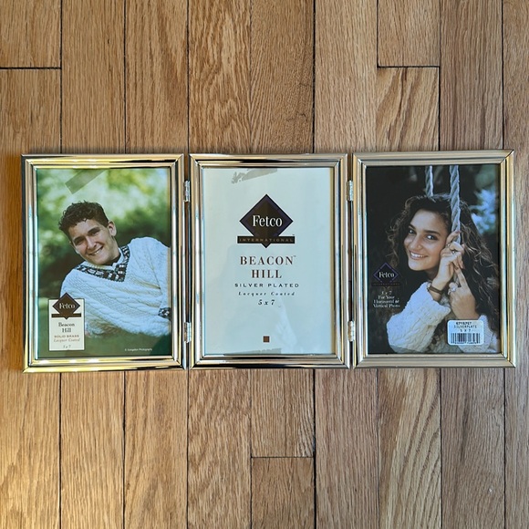 Fetco Home Decor Silver Plate 5” X 7” Triple Picture Frame NIB 3 Photo - Picture 1 of 7